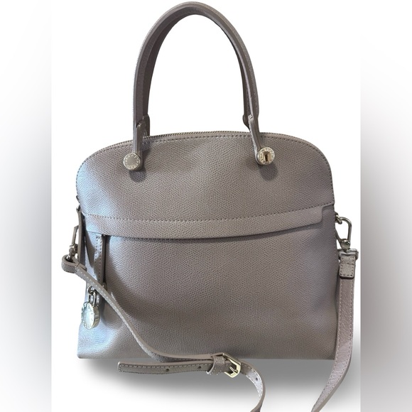 Furla Handbags - Furla Tan Beige Two Way Piper dome bag made from Saffiano leather